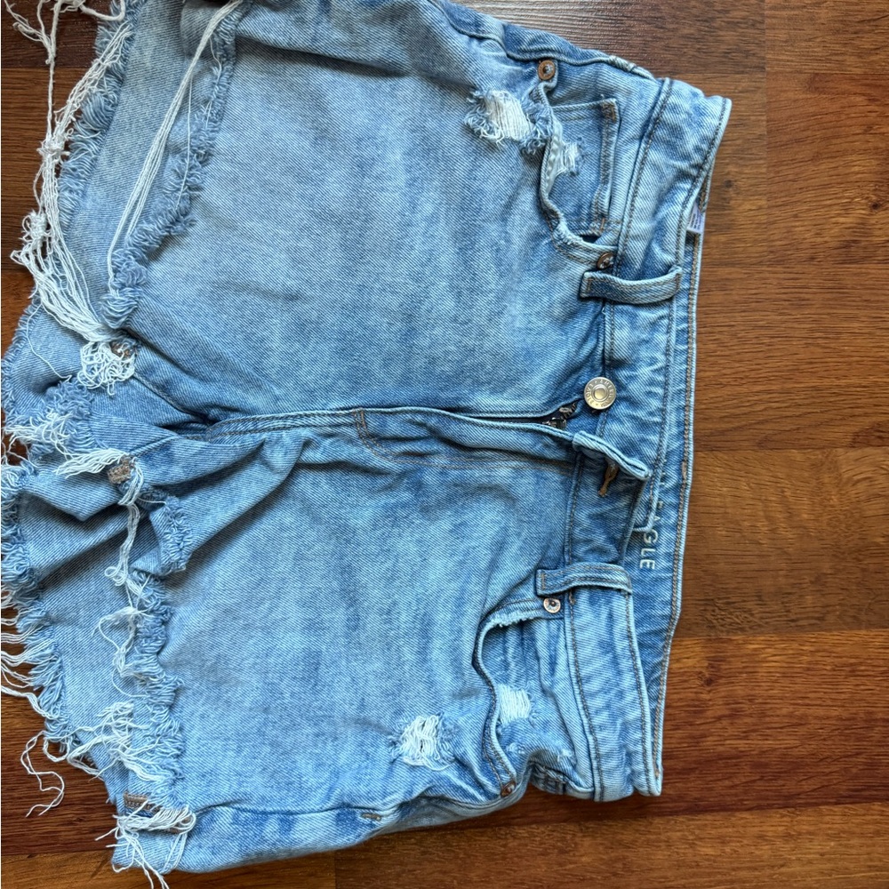 American Eagle Light Blue Frayed Jean Shorts